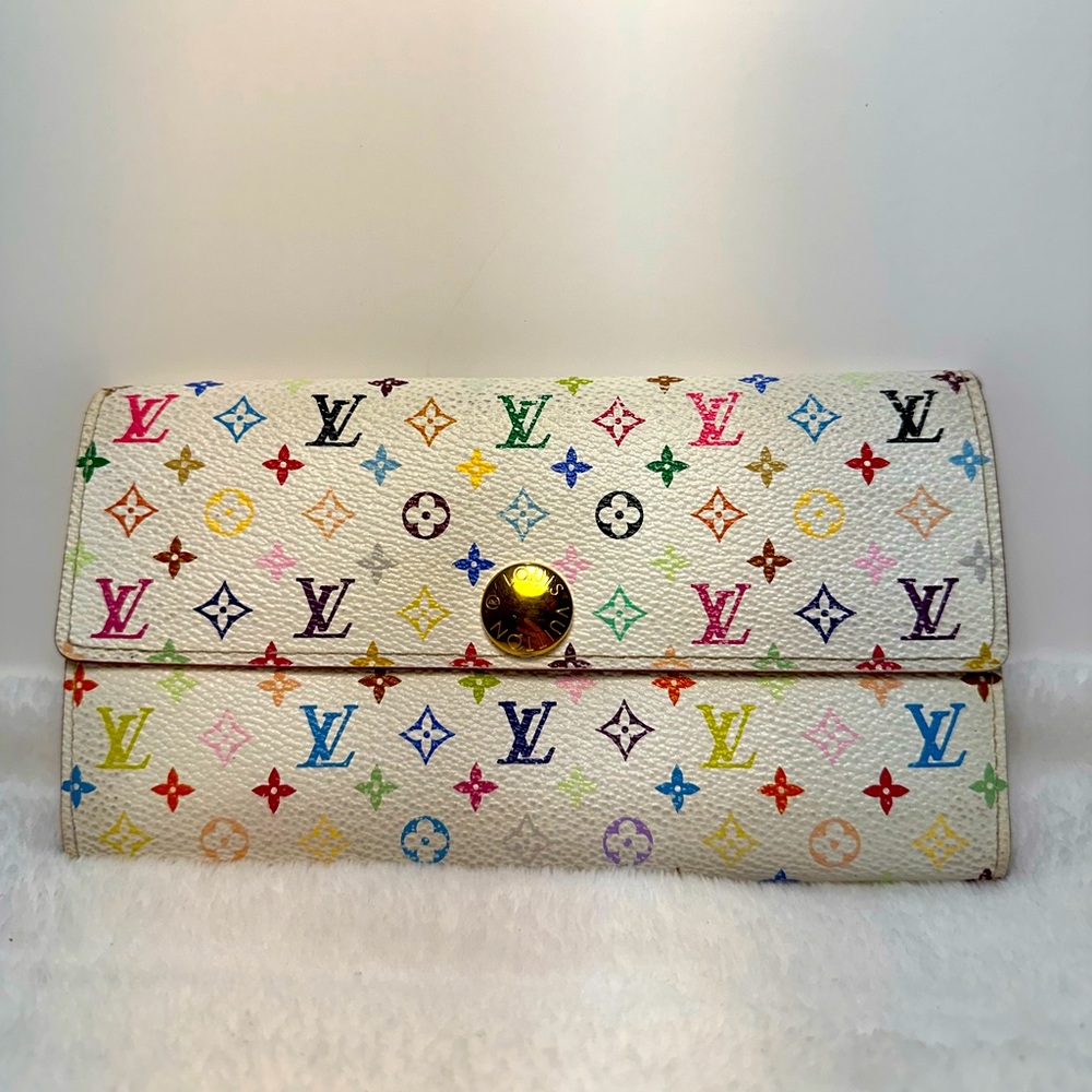 Louis Vuitton White Multicolor Monogram Sarah Wallet